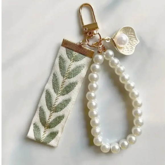 Curated by Megan Accessories - Keychain - Faux Pearl with embroidered armband - NEW
